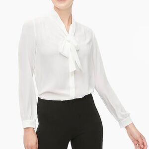 J. Crew White Women's Blouse with Bow Detail